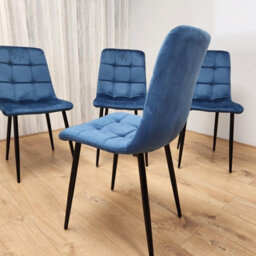 Kosy Koala Round Glass Dining Table Set With 4 Blue Velvet Chairs Dining Room Furniture - thumbnail 8