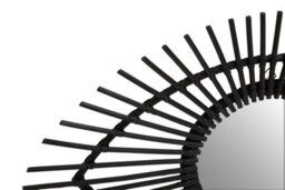 Orsina Black Natural Rattan Eye Shapped Wall Mirror, Rattan Frame Large Wall Mirror, Unique Wooden Frame Mirror - thumbnail 5