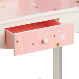 Teamson Kids Play Vanity Table Set, Children's Dressing Table With Mirror & Stool, Twinkle Stars, Pink/white - thumbnail 5