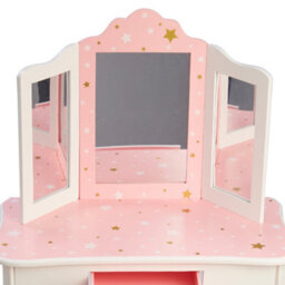 Teamson Kids Play Vanity Table Set, Children's Dressing Table With Mirror & Stool, Twinkle Stars, Pink/white - thumbnail 7