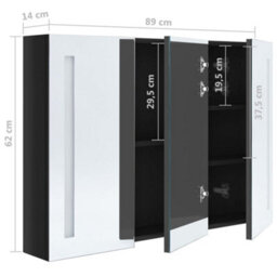 Berkfield Led Bathroom Mirror Cabinet 89X14X62 Cm Shining Black - thumbnail 8