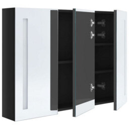 Berkfield Led Bathroom Mirror Cabinet 89X14X62 Cm Shining Black - thumbnail 4