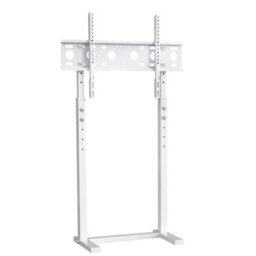 White Tall TV Floor Stand Adjustable Height Corner Home Office - thumbnail 2
