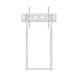 White Tall TV Floor Stand Adjustable Height Corner Home Office - thumbnail 3