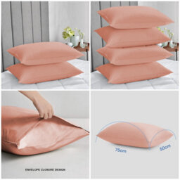 Ameha Bedding Pillowcase-Plain Dyed Peach Breathable Envelope Durable Pillow Cover 2 Pair (50 X 75 Cm) Pillow Covers - thumbnail 7