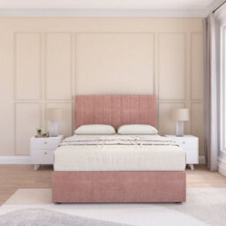 Sloomy Kansas Pink Plush 4Ft Memory Foam Bed Set With No Drawers, Mattress & Headboard- Small Double