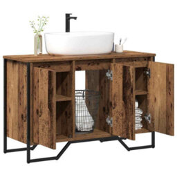 Berkfield Stylish Bathroom Sink Cabinet Old Wood 91X35X60 Cm Engineered Wood - thumbnail 3