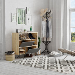 Decortie Norfolk Shoe Cabinet Oak Anthracite Grey - thumbnail 4