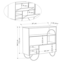 Decortie Norfolk Shoe Cabinet Oak Anthracite Grey - thumbnail 3