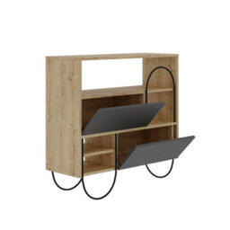 Decortie Norfolk Shoe Cabinet Oak Anthracite Grey - thumbnail 5