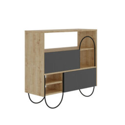 Decortie Norfolk Shoe Cabinet Oak Anthracite Grey - thumbnail 2