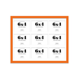 20X16 Inch 9 Opening Photo Collage Frame, Display Nine 6X4 Inch Photos, Multi Aperture Family Picture Frame, Orange - thumbnail 2
