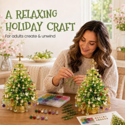 Amorly Diy Illuminated 3D Beaded Christmas Tree Craft Kit, Pastel Light Green, Tabletop Festive Decor, Colourful Beads & Ornament Charms - thumbnail 7