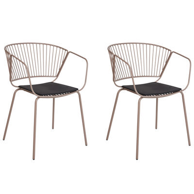 Beliani Set Of 2 Dining Chairs Rigby Metal Beige - image 1