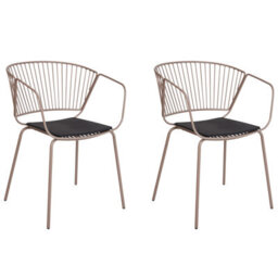 Beliani Set Of 2 Dining Chairs Rigby Metal Beige - thumbnail 1
