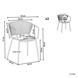 Beliani Set Of 2 Dining Chairs Rigby Metal Beige - thumbnail 3