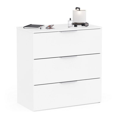 FurniComp LTD Furnicomp Chicago 3 Drawer 80Cm Chest Of Drawers - Matt White - image 1