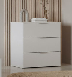 FurniComp LTD Furnicomp Chicago 3 Drawer 80Cm Chest Of Drawers - Matt White - thumbnail 7