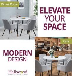 Hallowood Furniture Finley Small Round Dining Table In White Marble Finish With 4 Steel Grey Fabric Armed Chairs - thumbnail 6