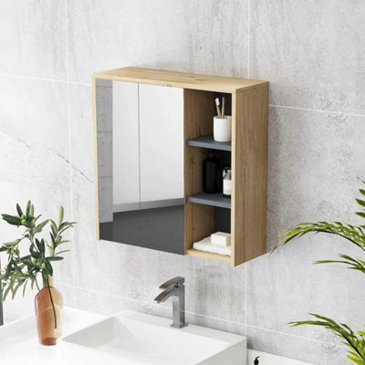Wall Mounted Bathroom Mirror Cabinet Storage Cupboard Shelves - image 1