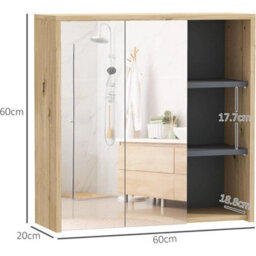 Wall Mounted Bathroom Mirror Cabinet Storage Cupboard Shelves - thumbnail 2