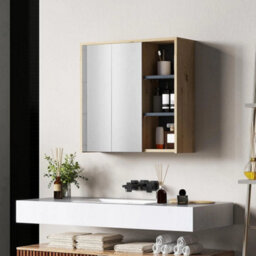 Wall Mounted Bathroom Mirror Cabinet Storage Cupboard Shelves - thumbnail 3