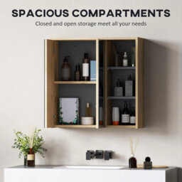 Wall Mounted Bathroom Mirror Cabinet Storage Cupboard Shelves - thumbnail 5