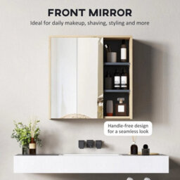 Wall Mounted Bathroom Mirror Cabinet Storage Cupboard Shelves - thumbnail 4