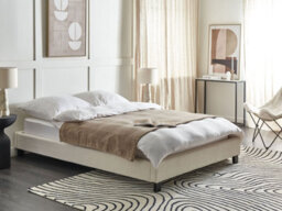 Beliani Bed Without Headboard Boucle Roanne 140 X 200 Cm (Eu Double) Light Beige - thumbnail 2