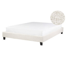 Beliani Bed Without Headboard Boucle Roanne 140 X 200 Cm (Eu Double) Light Beige - thumbnail 1