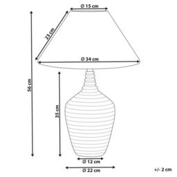 Wyld And Coco Carved Beige Ceramic Table Lamp With Linen Shade, W34 X D34 X H56Cm - thumbnail 3