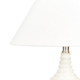 Wyld And Coco Carved Beige Ceramic Table Lamp With Linen Shade, W34 X D34 X H56Cm - thumbnail 4