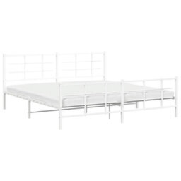 Berkfield Metal Bed Frame Without Mattress With Footboard White 193X203Cm - thumbnail 4