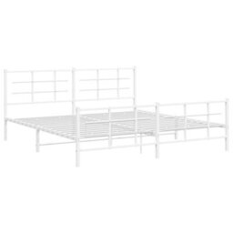 Berkfield Metal Bed Frame Without Mattress With Footboard White 193X203Cm - thumbnail 3