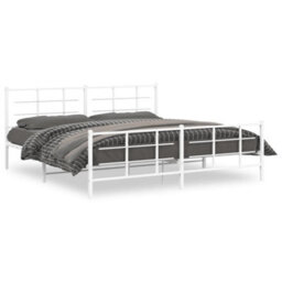 Berkfield Metal Bed Frame Without Mattress With Footboard White 193X203Cm - thumbnail 2