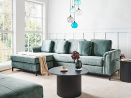 Beliani Corner Sofa 4 Seater Oslo Velvet Teal Right Hand - thumbnail 2