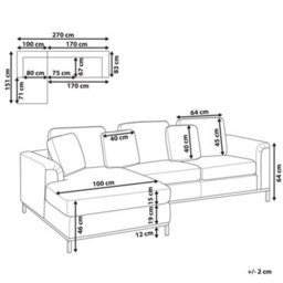 Beliani Corner Sofa 4 Seater Oslo Velvet Teal Right Hand - thumbnail 3