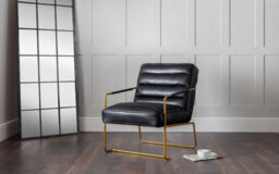 iLikeStores Black Faux Leather Armchair With Gold Metal Frame - thumbnail 5