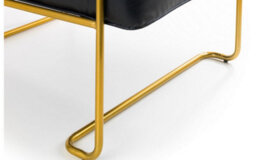 iLikeStores Black Faux Leather Armchair With Gold Metal Frame - thumbnail 3