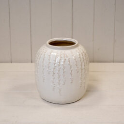 Four Candle Satchville Cream Ceramic Ribbed Vase - thumbnail 1