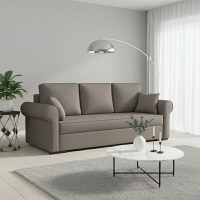 Olimpia 3 Seater Fabric Sofa Bed With Storage Modern Design Multiple Colours Beige - image 1