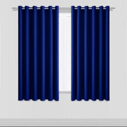 Aspire Homeware Navy Plain Blackout Curtain Room Darkening Pencil Pleat Curtain Pair (W)117Cm X (D)137Cm With Tie Back Pair - thumbnail 1