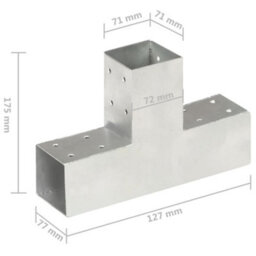 Berkfield Post Connectors 4 Pcs T Shape Galvanised Metal 71X71 mm - thumbnail 7