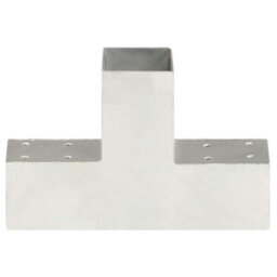Berkfield Post Connectors 4 Pcs T Shape Galvanised Metal 71X71 mm - thumbnail 3