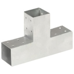 Berkfield Post Connectors 4 Pcs T Shape Galvanised Metal 71X71 mm - thumbnail 2