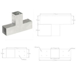 Berkfield Post Connectors 4 Pcs T Shape Galvanised Metal 71X71 mm - thumbnail 8