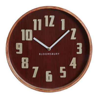 Orsina Red Grain Small Wall Clock, Easy To Read Design Of Clock For Indoor, Versatile And Functional Outdoor Clock - image 1