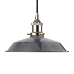 Slate Grey Small Trinity Metal Painted Dome Pendant Light With Nickle Lamp Holder And Black Round Cable - Se Home