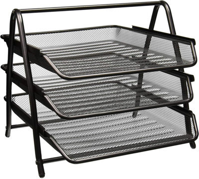 Zuvo Mesh Desk Organiser 3 Tier Letter Tray Organizer Office Desktop Document Paper File Storage Mesh Filling Collection For Home - image 1