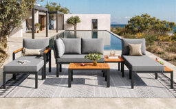 Matteo Modular Aluminium Outdoor Sofa & Coffee Table Set - Grey - thumbnail 6